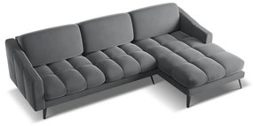 Сив кадифен ъглов диван (десен ъгъл) Nalu – Makamii