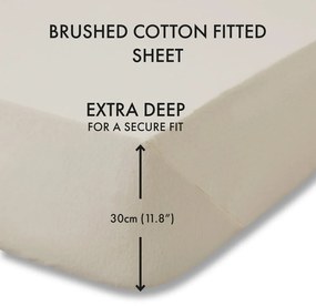 Бежов еластичен фланелен чаршаф 150x200 cm Brushed – Catherine Lansfield