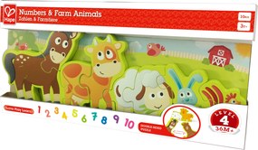 Hape - Дървен пъзел Животните от фермата и цифри H1628