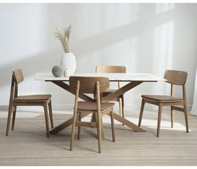 Трапезен стол от имитация на кожа в кафяв и естествен цвят Livo – Unique Furniture