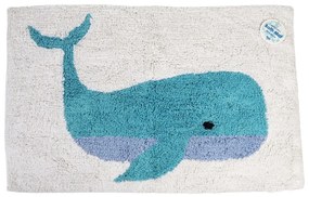 Бяло-синя постелка за баня 83x52,5 cm Whale - Rex London