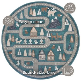 Детски килим в цвят бензин ø 100 см Streets - Hanse Home