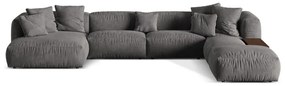 Сив кадифен модулен ъглов диван (десен ъгъл/U форма) Martina – Micadoni