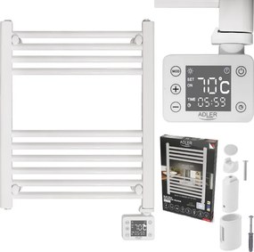 Лира за баня Adler AD 7823, 400W, 10 нагревателни ленти, LED контролер панел, Енергоспестяващ режим, IP24, Бял