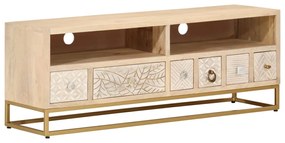 372012 vidaXL ТВ шкаф, 110x30x40 см, масивно мангово дърво и желязо