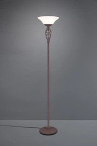 Тъмнокафява подова лампа със стъклен абажур (височина 180 cm) Rustica – Trio