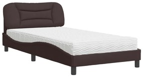 3208516 vidaXL Легло с матрак, тъмнокафяво, 100x200 см, плат