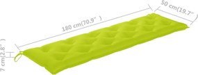 Възглавница за пейка яркозелена 180x(50+50)x7 см оксфорд плат
