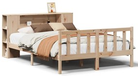 3321651 vidaXL Легло с етажерка за книги, без матрак, 135x190 см, бор масив