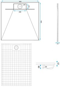 Корито за душ кабина Rea Bazalt Grey 90x90