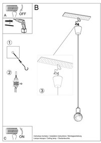 Сива висяща лампа ø 5 cm Rene - Sollux