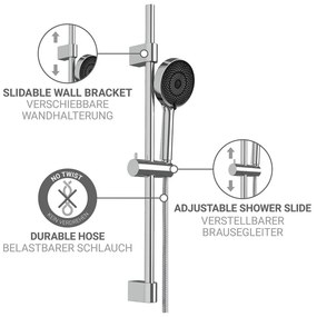 Душ комплект от неръждаема стомана в сребрист цвят с подвижен държач 70 cm Softwater – Wenko