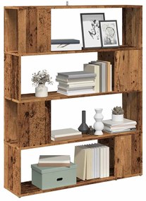 856744 vidaXL Шкаф за книги/разделител на стаи Старо дърво 100x24x124,5 cm