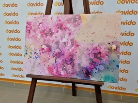 Картина на платно – Розово клонче с цветя