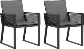 4008115 vidaXL Градински столове с възглавници, 2 бр, черни, полиратан