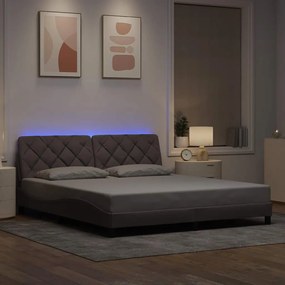 3310689 vidaXL Рамка за легло със светодиод без матрак Taupe 180x200 cm Fabric