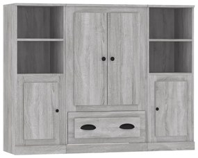 3185325 vidaXL Високи шкафове, 3 бр, сив сонома, инженерно дърво