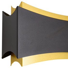 Модерна стенна лампа черна със злато - Plats