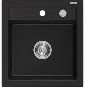Mexen Vito гранитна мивка 1-коморна 520 x 490 мм, черна, хромиран сифон - 6503521000-77