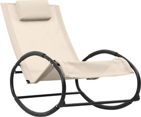 317585 vidaXL Шезлонг с възглавница, стомана и textilene, кремав