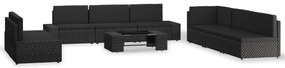 3054585 vidaXL Градински лаундж комплект, 9 части, полиратан, черен