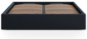 Тъмносиньо двойно легло 140x200 cm тапицирано с място за съхранение/без табла с включена подматрачна рамка Susan – Micadoni