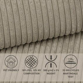 Бежов сгъваем/с място за съхранение ъглов диван от рипсено кадифе (ляв ъгъл/L форма) Tonga – Maison de Rêve