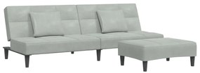 3258110 vidaXL 2-местно разтегателно канапе с табуретка, светлосиво, кадифе