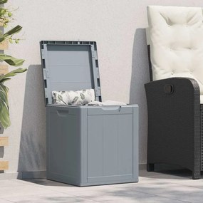 151233 vidaXL Градинска кутия за съхранение, 90 л, сива, PP Дървен вид