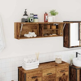 860101 vidaXL Стенен шкаф за баня, старо дърво, 100x25x30 см, инженерно дърво