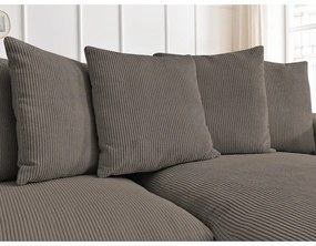 Кафяво-сив сгъваем/с място за съхранение ъглов диван от рипсено кадифе Voltaire – Bobochic Paris