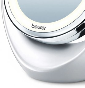 Козметично огледало Beurer BS 49, 11 см, LED светлина, Хромирано покритие, Въртящо, Бял
