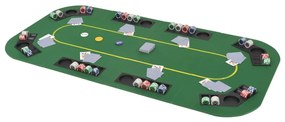 80208 vidaXL Сгъваем покер плот за маса за 8 играчи, правоъгълен, зелен