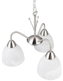 Бяло-сребристо висящо осветително тяло със стъклен абажур ø 43 cm Dobby – Trio