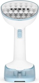 Уред за гладене с пара Tefal DT3041E1, 1300W, 0.12 л, 20 г/мин, Вертикално гладене, Керамична плоча, Сгъваем, Бял/син