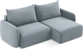 Син кадифен сгъваем/с място за съхранение ъглов диван (десен ъгъл) Kalena – Makamii