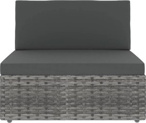 49518 vidaXL Модулен междинен диван, полиратан, сив