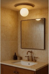Бежово каменно осветително тяло за таван със стъклен абажур ø 12 cm Hilde – Opviq lights