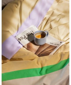 Единично удължено памучно спално бельо лавандула/бежово 140x220 cm Block – Hübsch