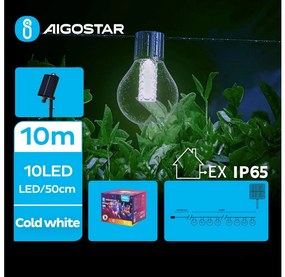 Aigostar - LED Solar декоративни лампички 10xLED/8 функции 10,5 м IP65 студено бял