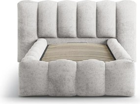 Сиво единично легло 90x200 cm тапицирано с място за съхранение с включена подматрачна рамка Lupine – Micadoni