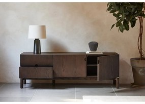 Тъмнокафява маса за телевизор от декор от дъб 160x55 cm Arun – Unique Furniture