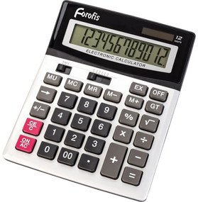 Настолен калкулатор Forofis 91592, 12-разряден, Памет, Двойна нула, Сив