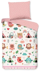 Розово памучно детско спално бельо за детско креватче 100x135 cm Wise – Good Morning