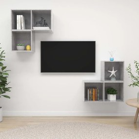 3079767 vidaXL Комплект ТВ шкафове от 4 части, бетонно сив, инженерно дърво
