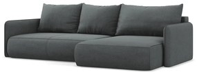 Сив разтегателен ъглов диван с място за съхранение (десен ъгъл) Nanea – Makamii