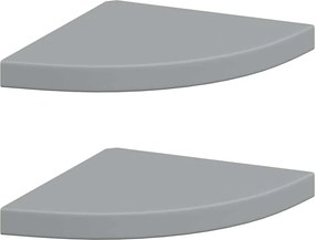 323923 vidaXL Окачени ъглови рафтове, 2 бр, сиви, 35x35x3,8 см, МДФ