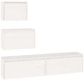 3100145 vidaXL ТВ шкафове, 4 бр, бели, бор масив