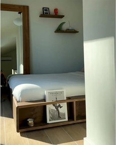 Кафяво борово двойно легло с решетка 160x200 cm Ziggy - Karup Design