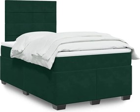 3293185 vidaXL Боксспринг легло с матрак, тъмнозелено, 120x200 см, кадифе